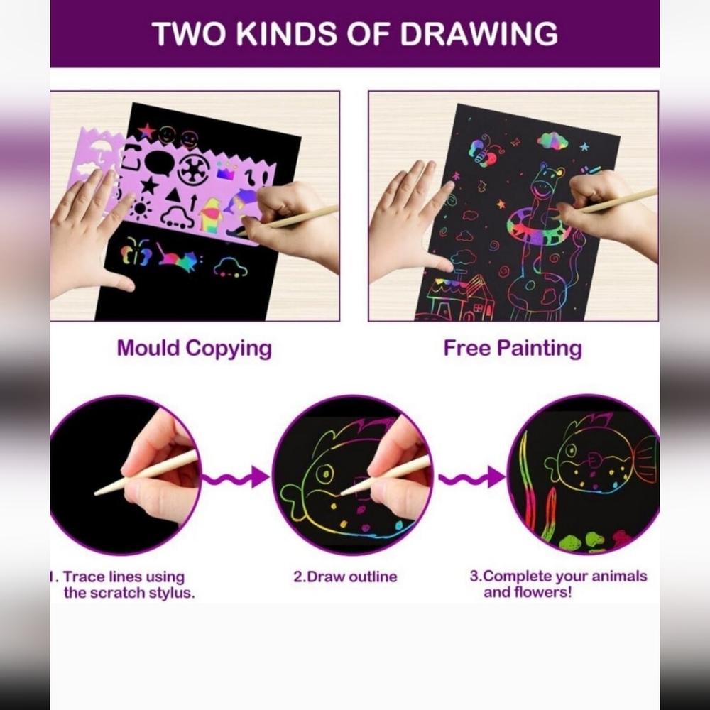 Rainbow Scratch Notebook, Scratch Paper and Origami Paper Set 3pcs BUNDLE -NEW - Picture 5 of 17